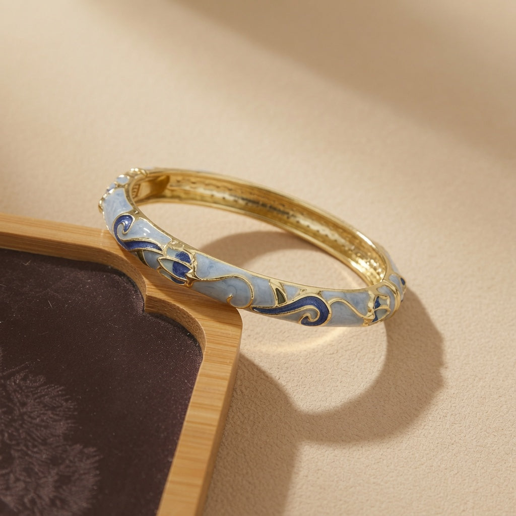 Vintage Enamel Floral Bangle