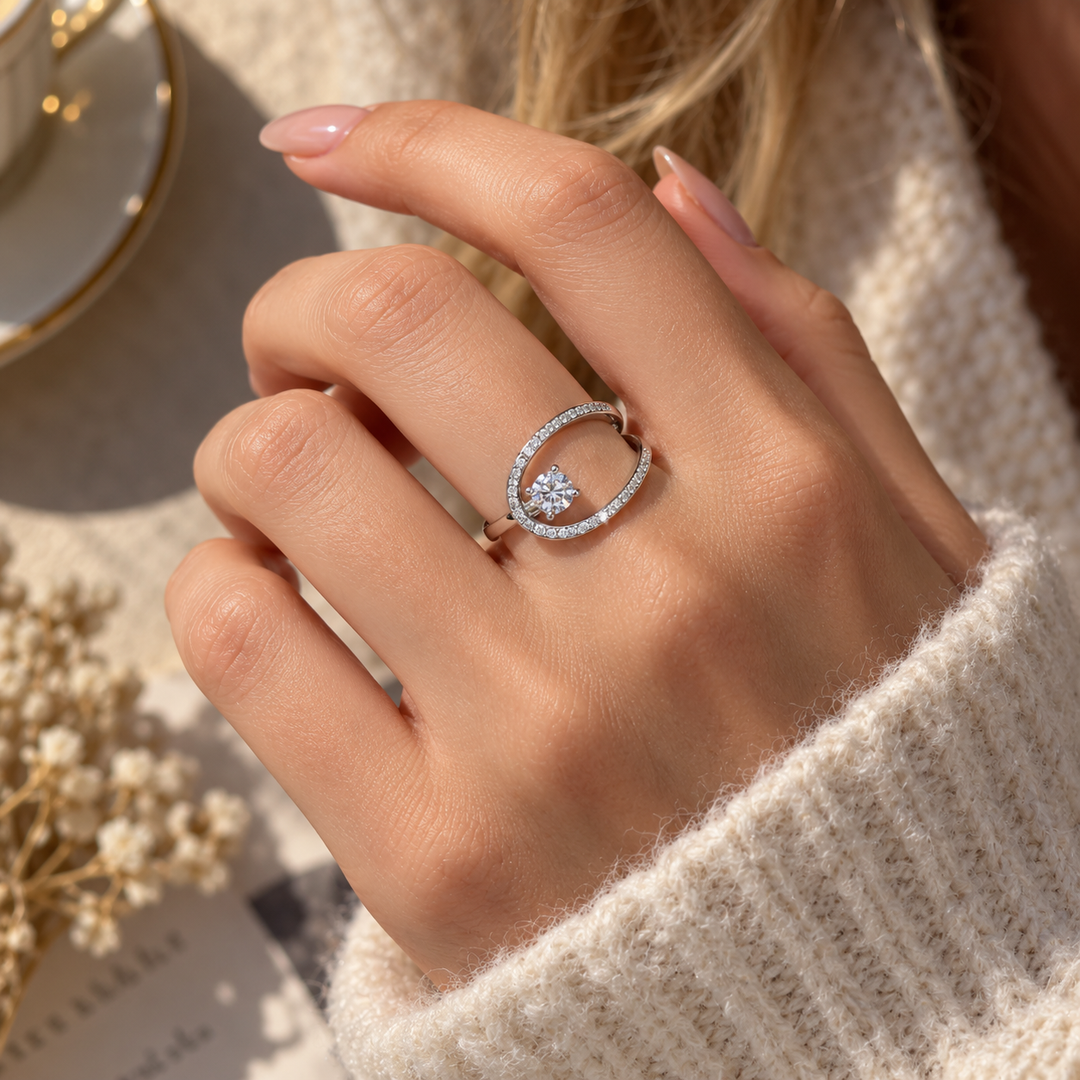 Moissanite Swirl Ring
