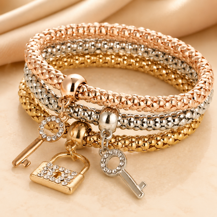 Key &amp; Lock Layered Charm Bracelet