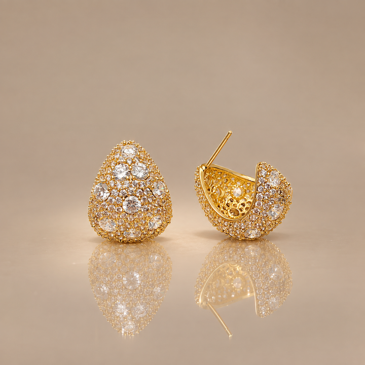 Crystal Pavé Heart Stud Earrings