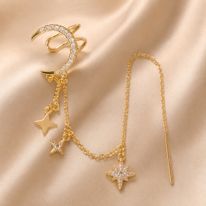 Celestial Moon &amp; Star Chain Earring