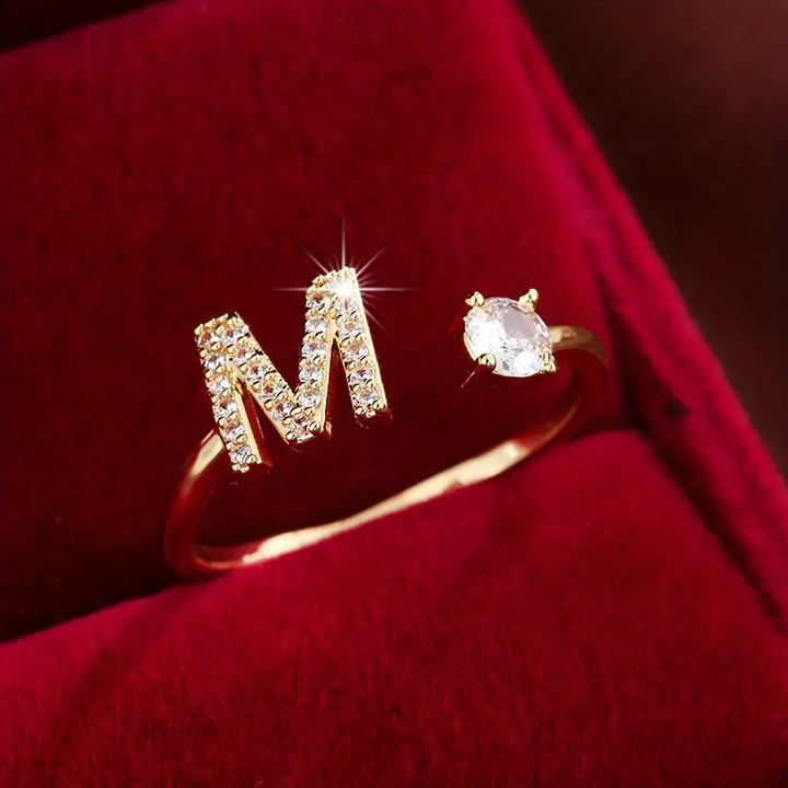 Crystal Letter Ring