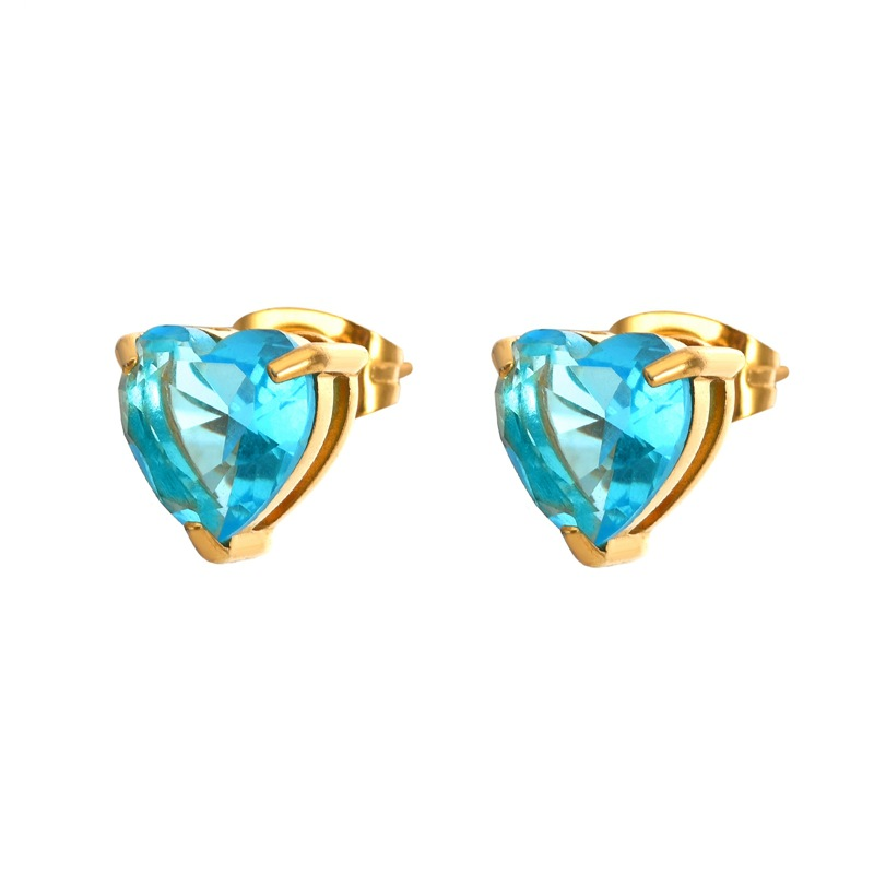 Serene Heart Birthstone Studs