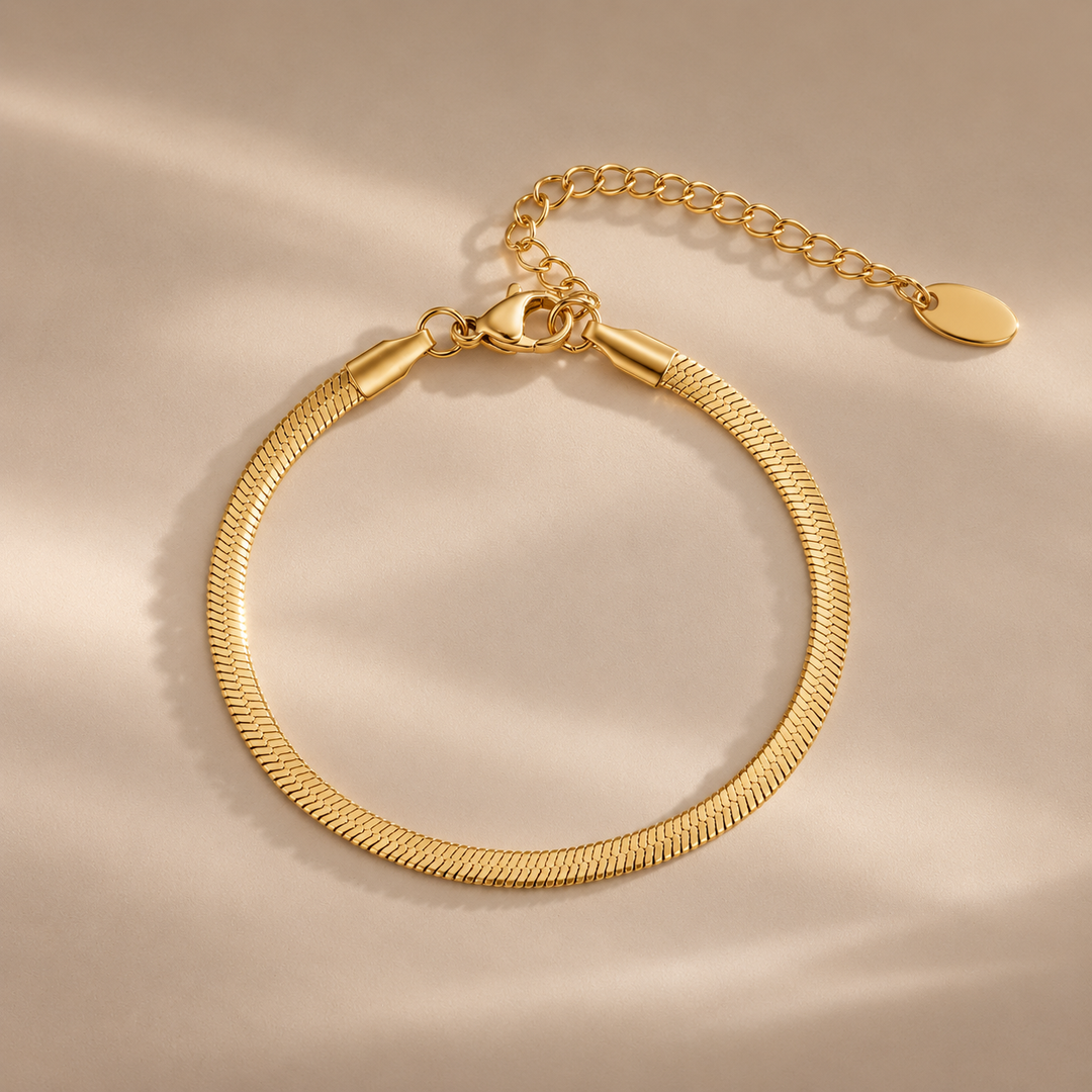 Gold Herringbone Snake Chain Bracelet