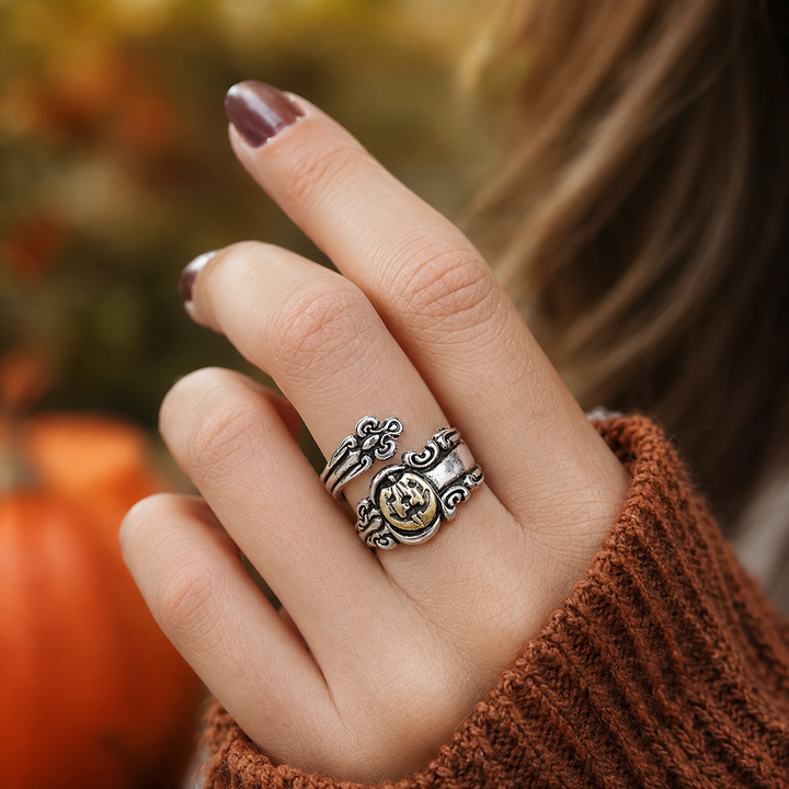Pumpkin Face Adjustable Ring