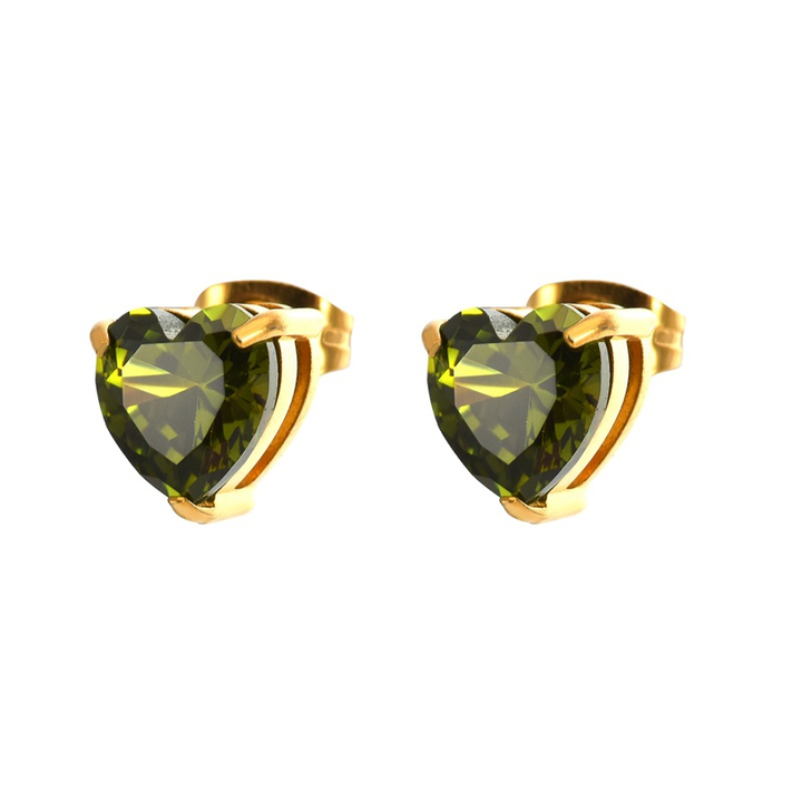 Serene Heart Birthstone Studs