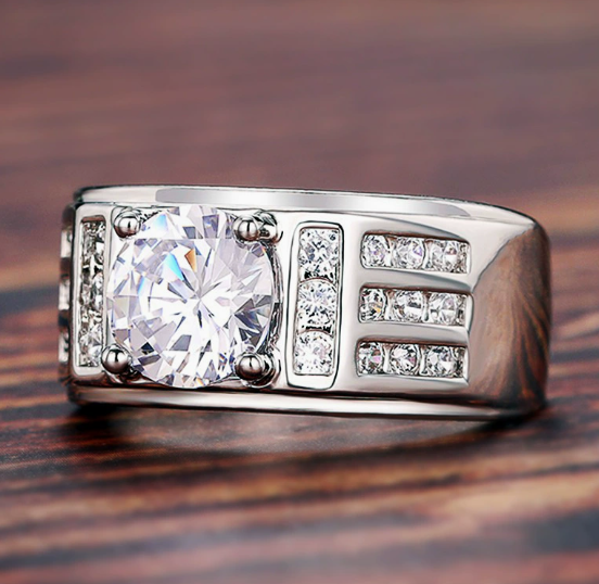Mens Moissanite Style Pavé Ring