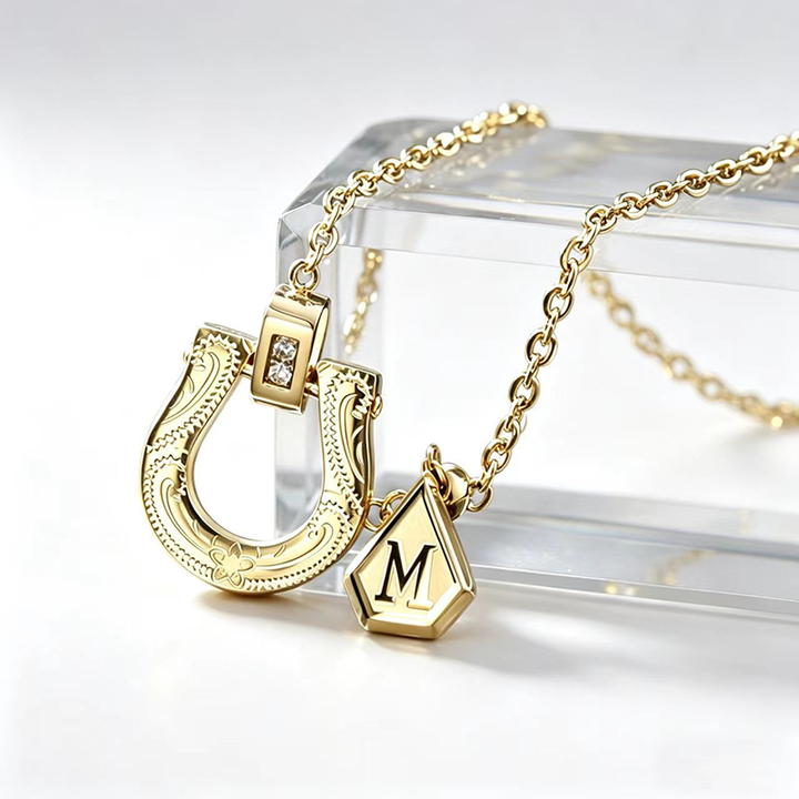Fortuna Gold Horseshoe Initial Necklace