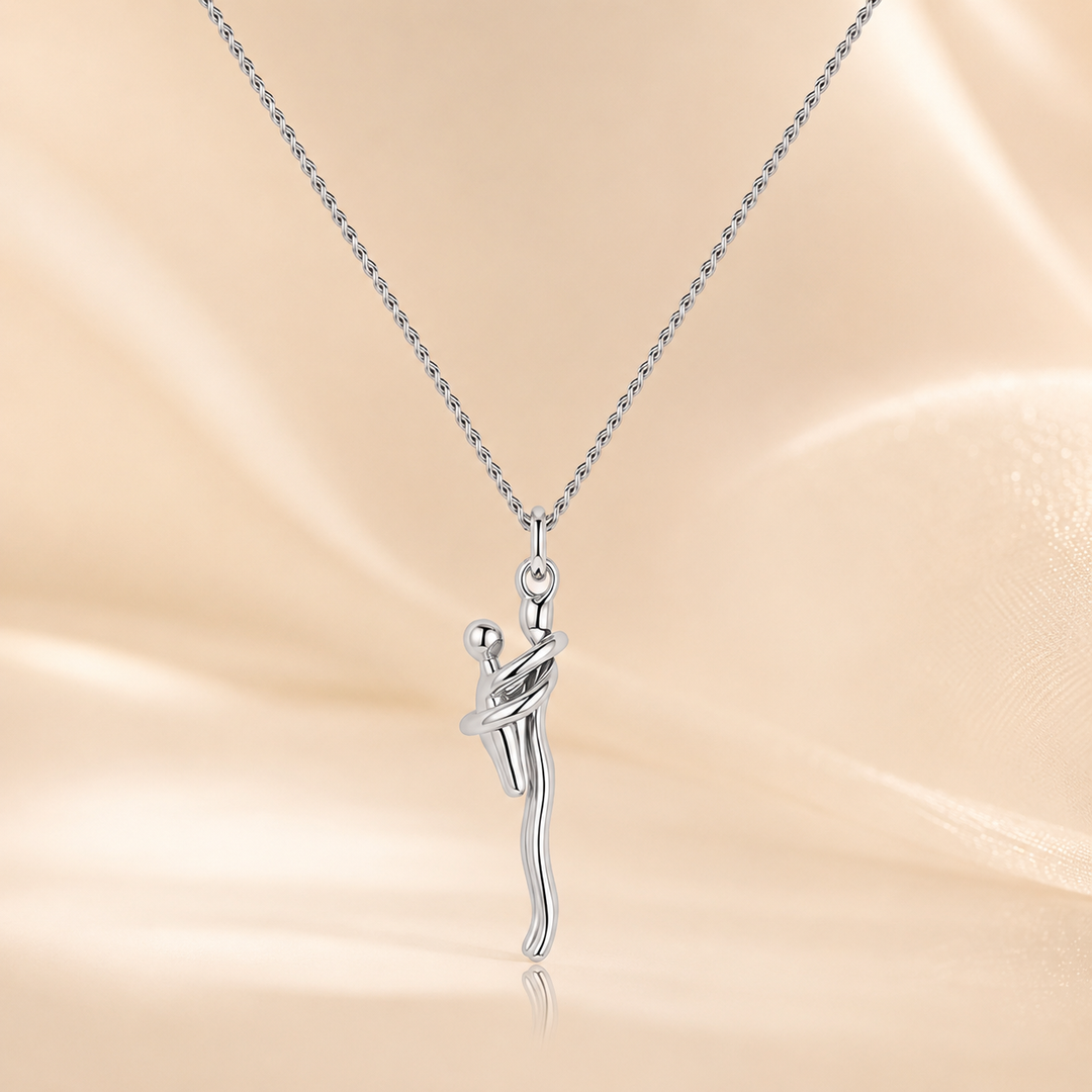 Abstract Mother and Child Embrace Necklace