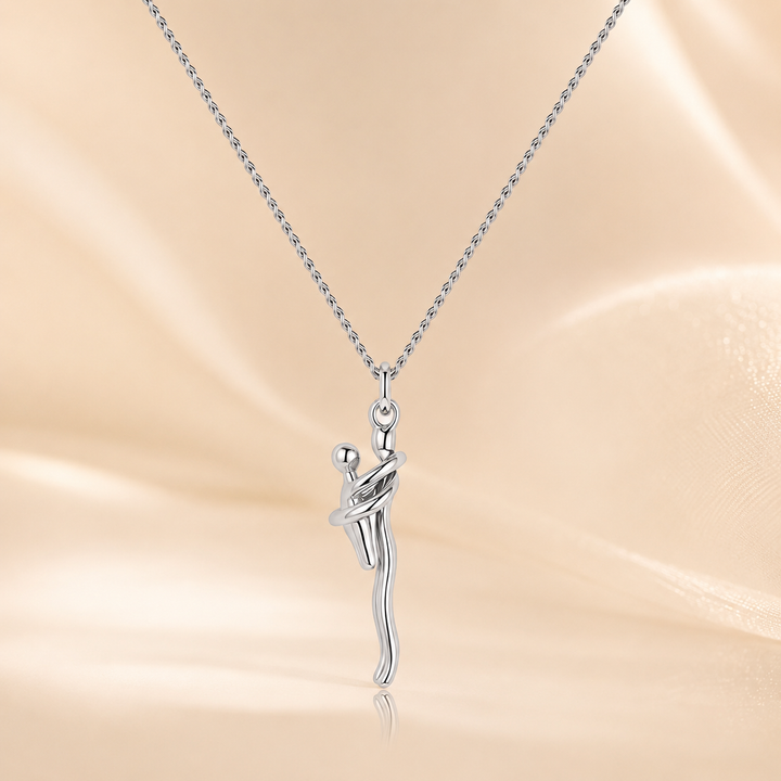 Abstract Mother and Child Embrace Necklace