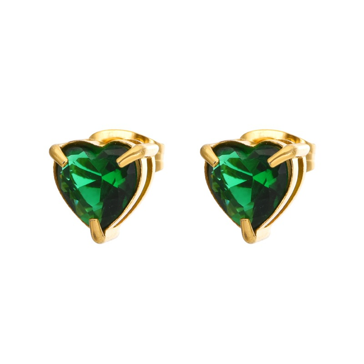 Serene Heart Birthstone Studs