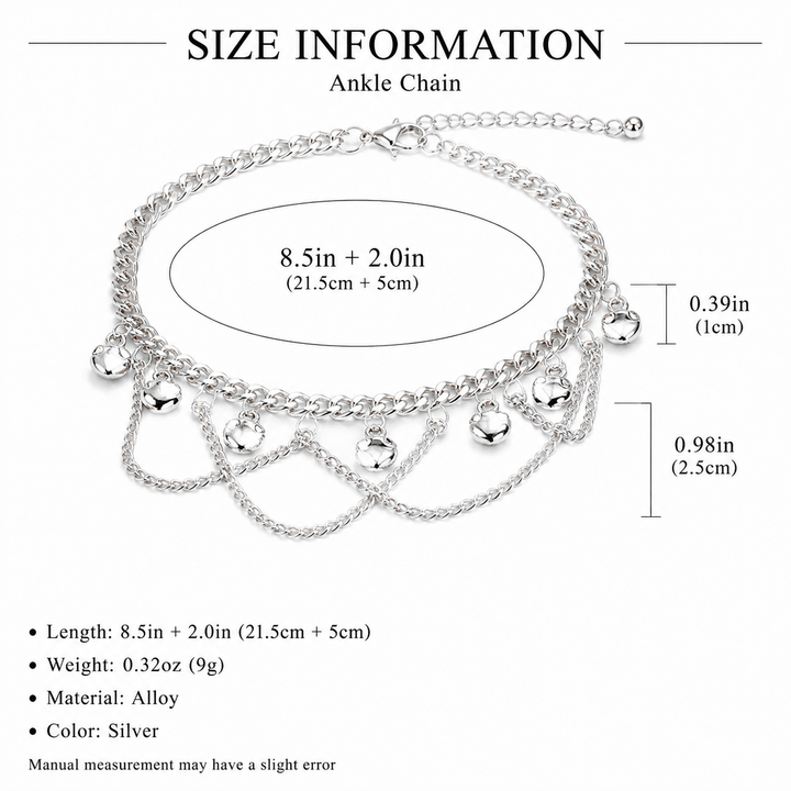 Bell Charm Layered Anklet