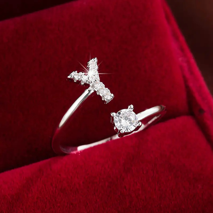 Crystal Letter Ring