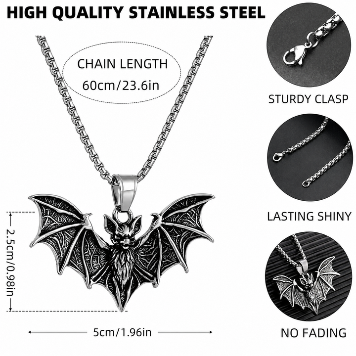 Gothic Bat Pendant Necklace