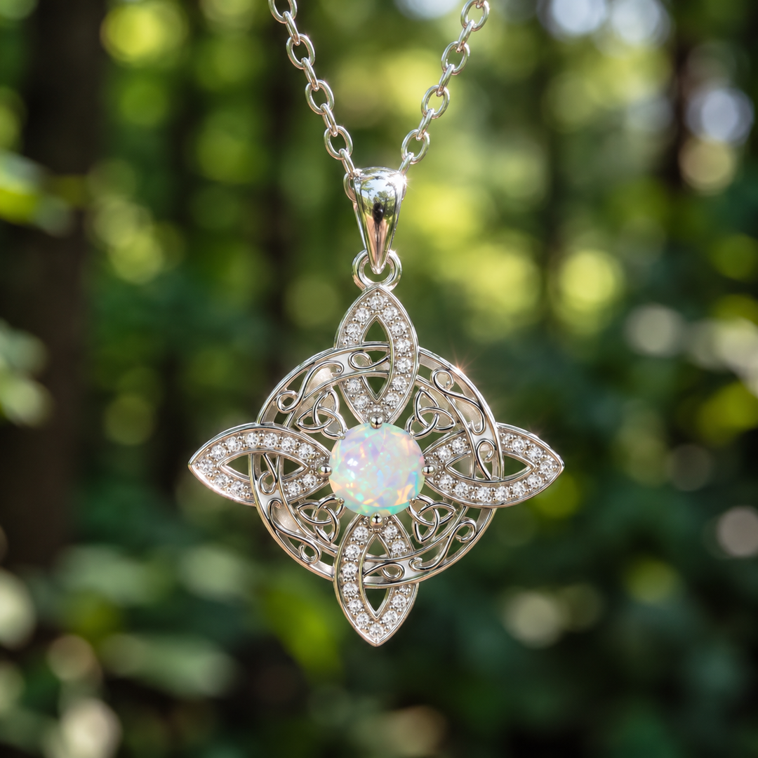 Celtic Opal Knot Jewelry Set