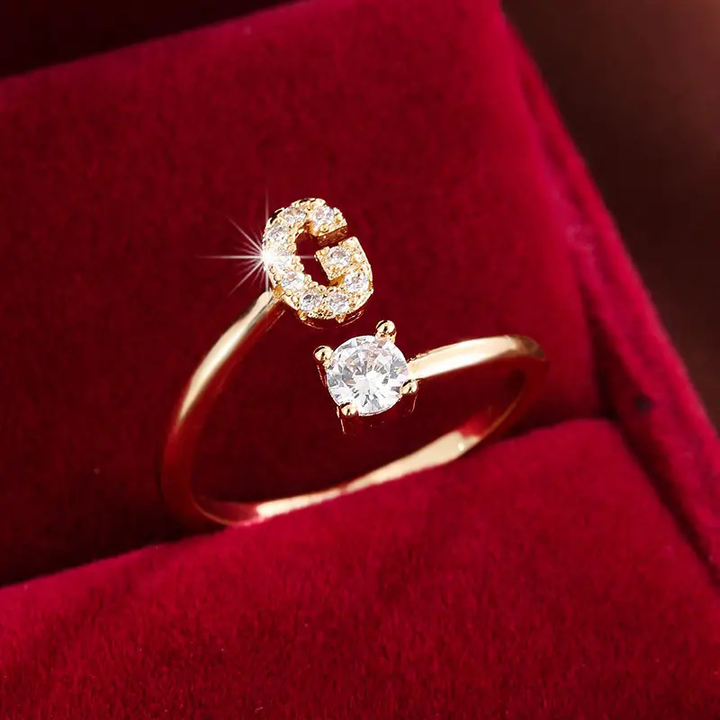 Crystal Letter Ring