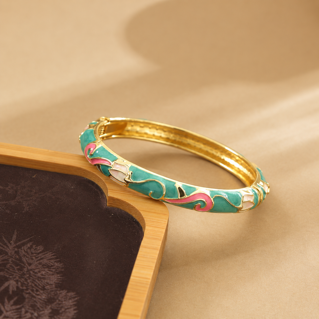 Vintage Enamel Floral Bangle