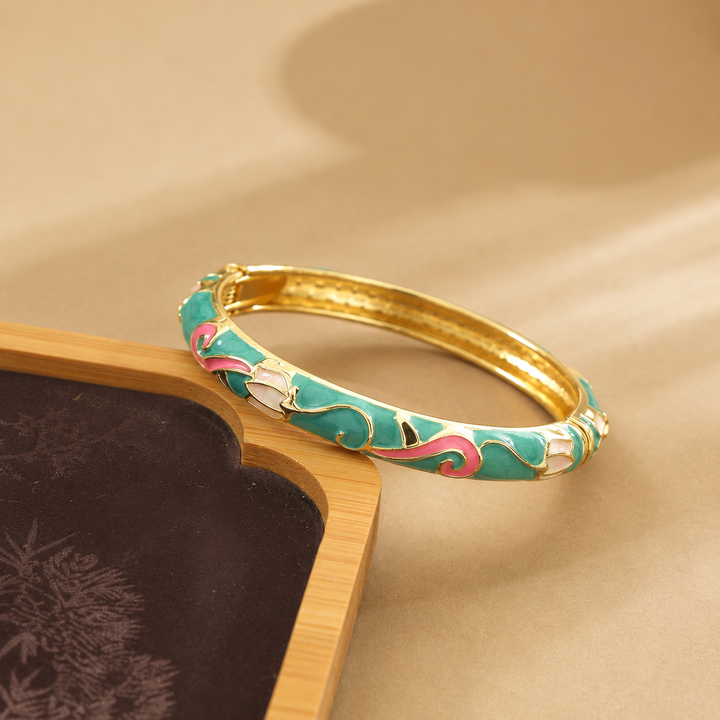 Vintage Enamel Floral Bangle