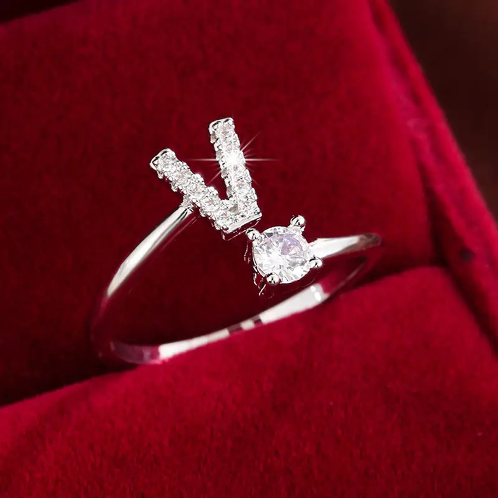 Crystal Letter Ring