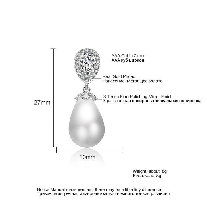 Pearl Drop Zircon Earrings