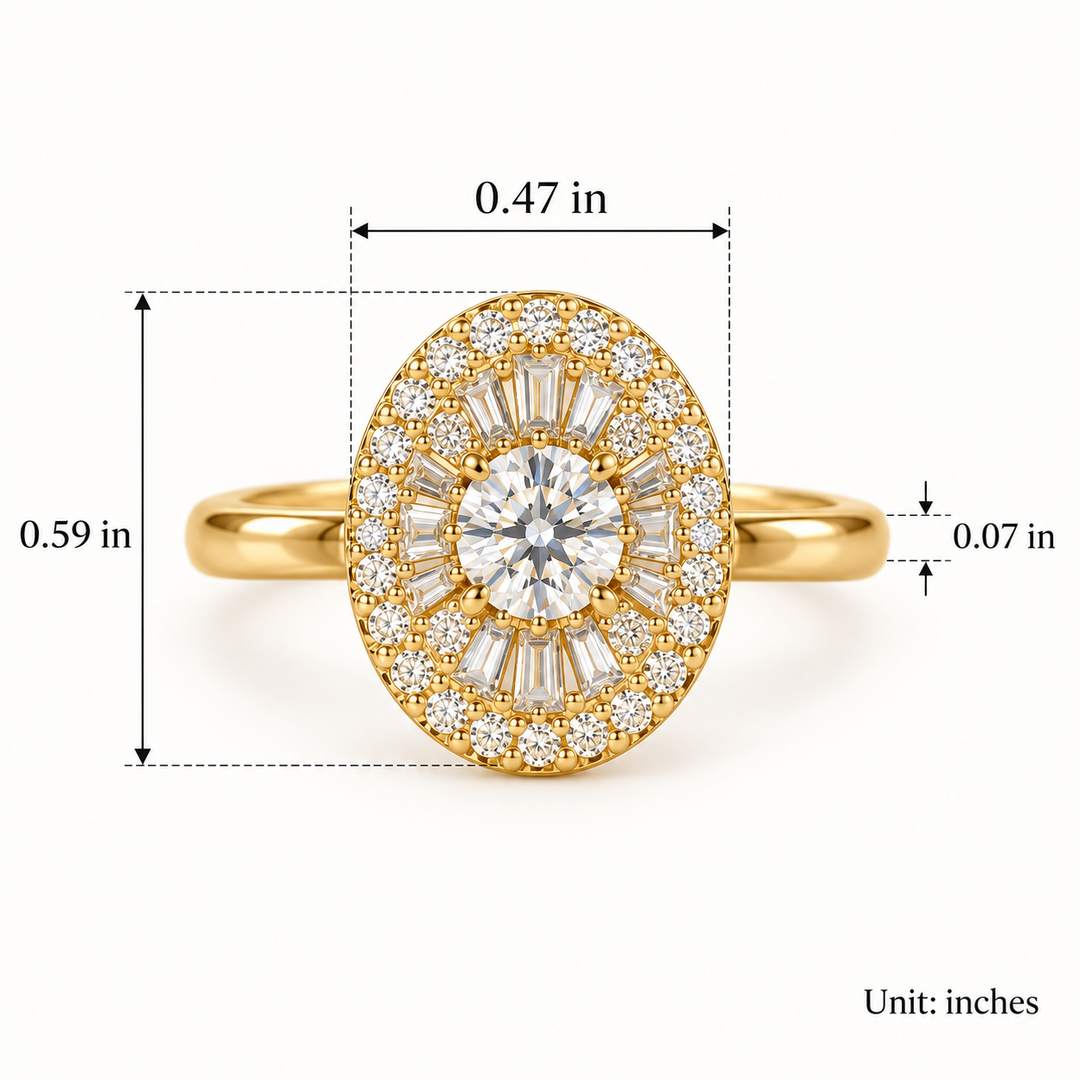 Oval Halo Zircon Ring