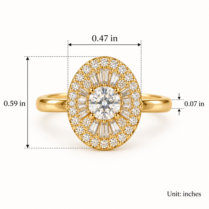 Oval Halo Zircon Ring