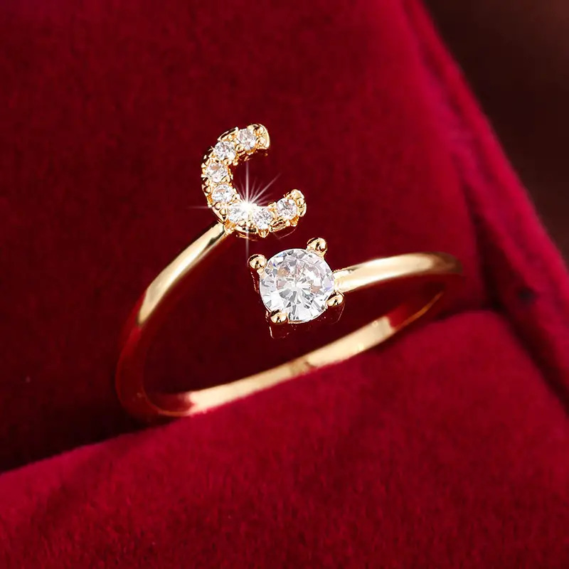 Crystal Letter Ring