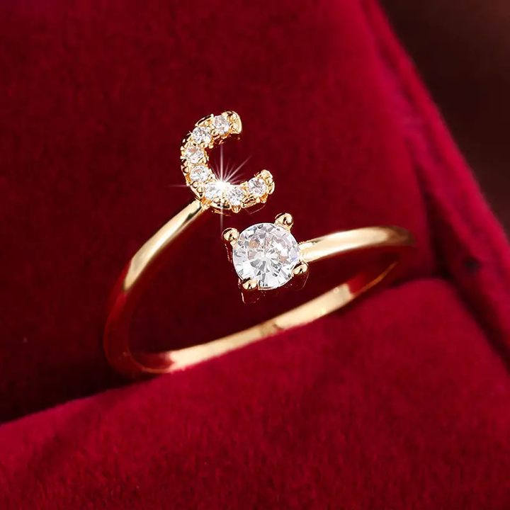 Crystal Letter Ring