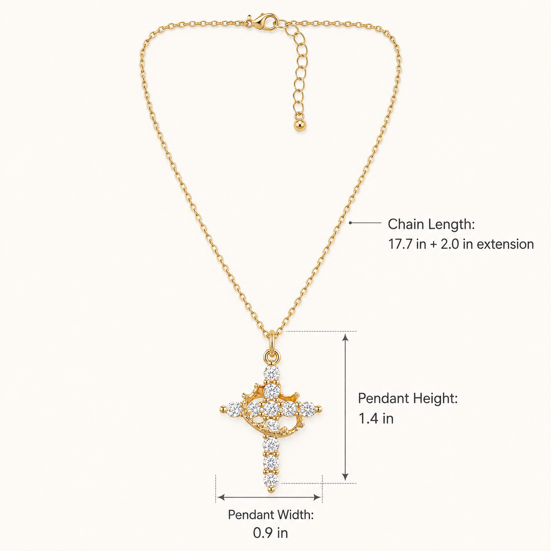 Crown Cross Pendant Necklace