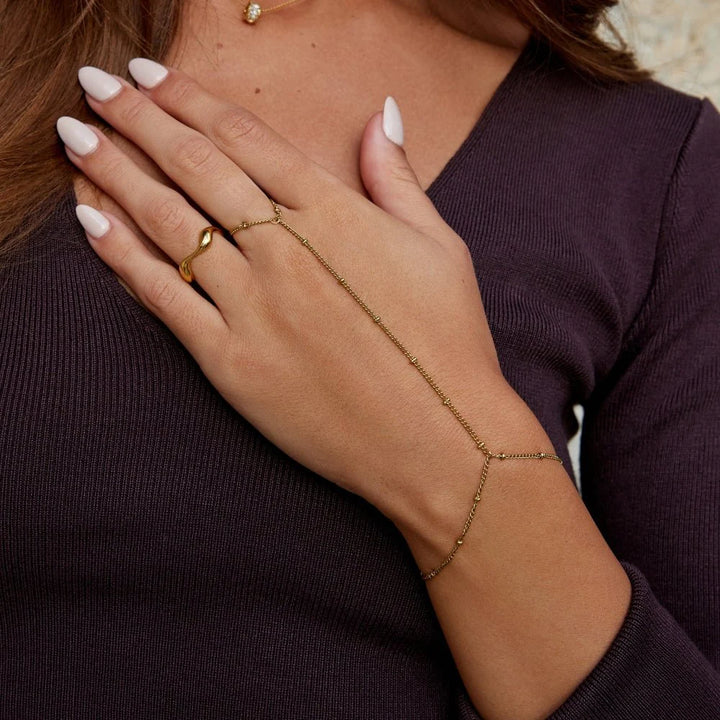 Gold Hand Chain Bracelet Ring