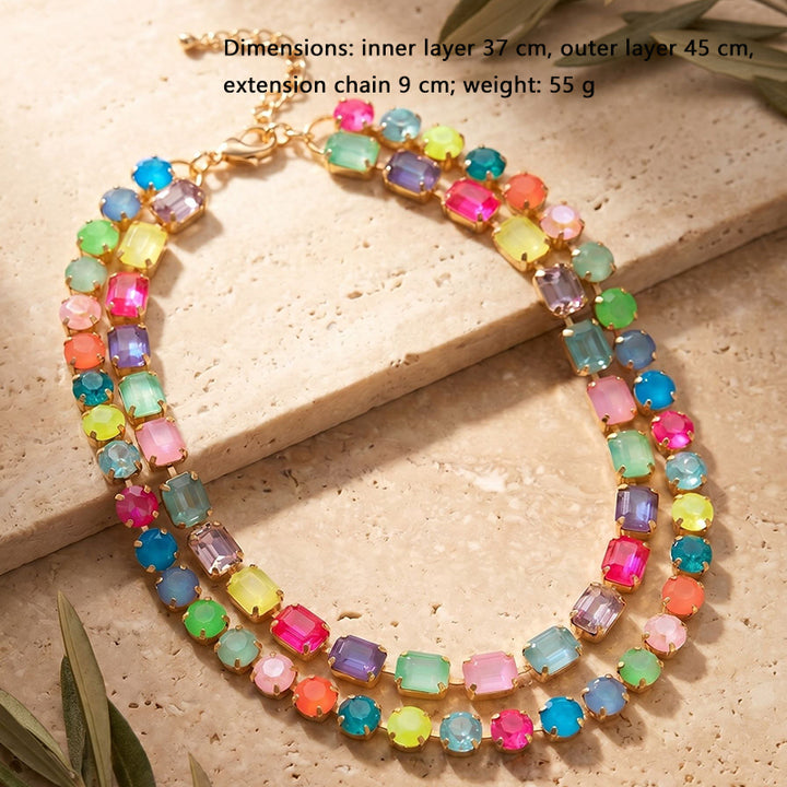 Vibrant Layered Gem Necklace