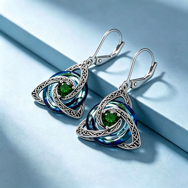Trinity Knot Birthstone Earrings