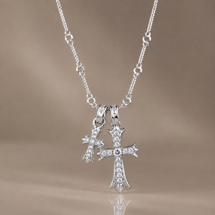 Double Cross Pendant Necklace