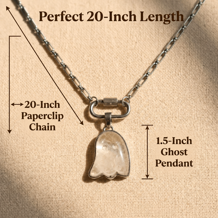 Ghost Pendant Paperclip Necklace