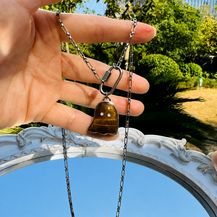 Ghost Pendant Paperclip Necklace