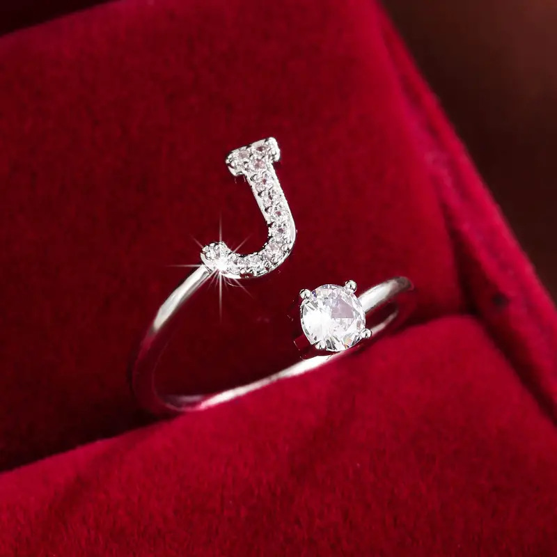Crystal Letter Ring