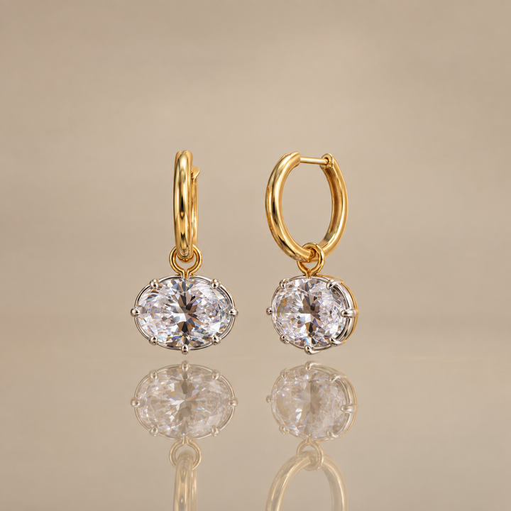 Oval Zircon Hoop Earrings