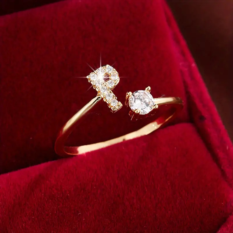 Crystal Letter Ring