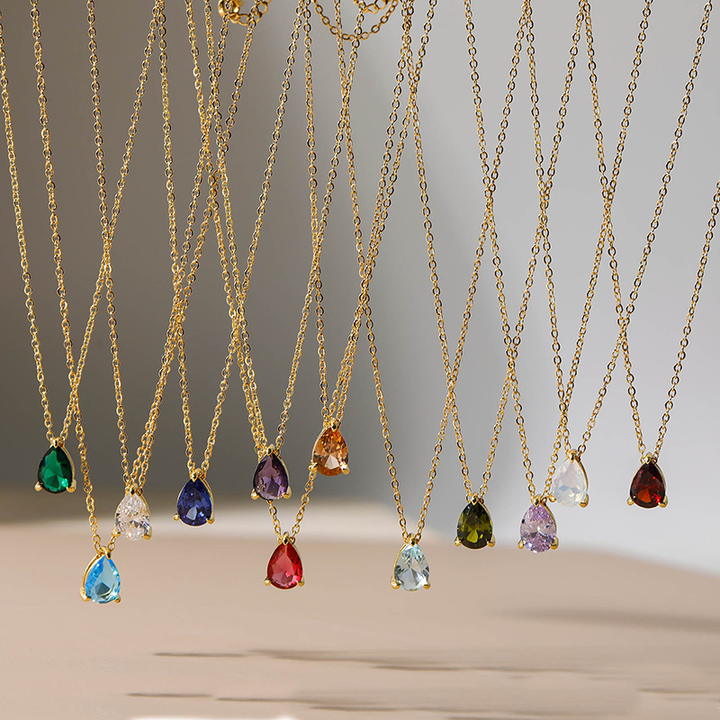 Birthstone Teardrop Necklace