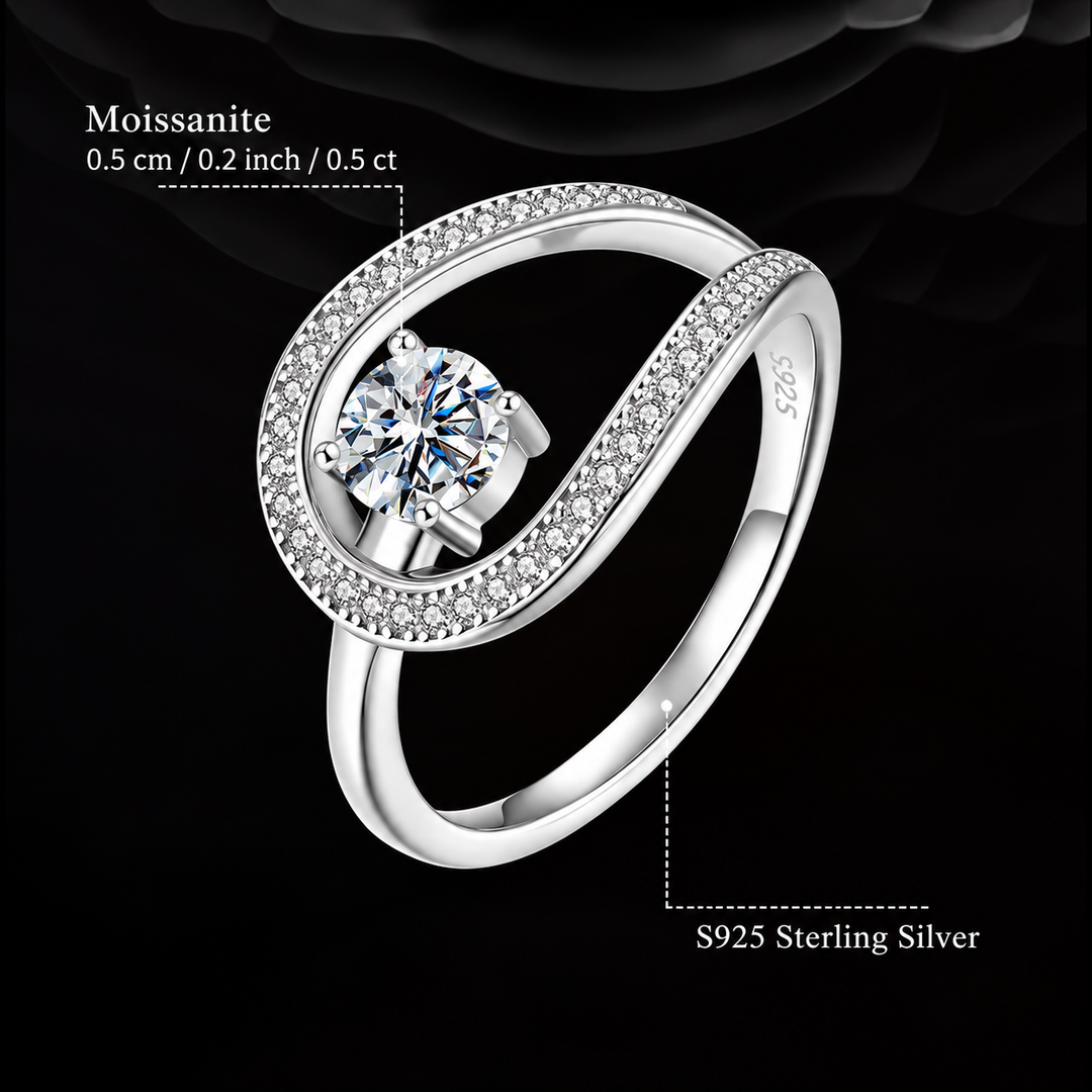 Moissanite Swirl Ring