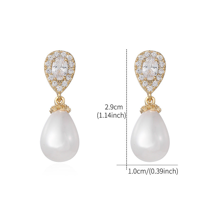 Pearl Drop Zircon Earrings