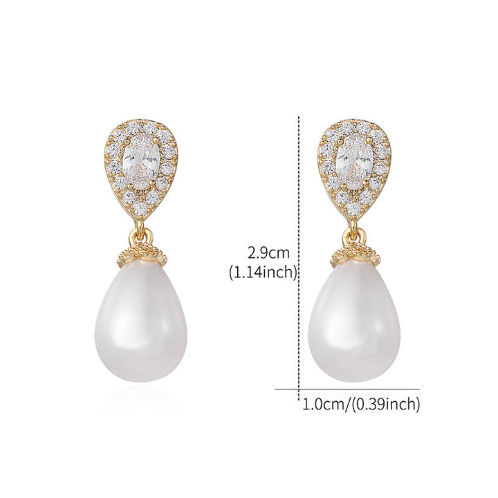 Pearl Drop Zircon Earrings