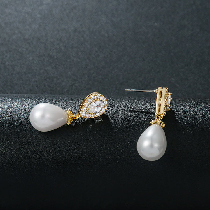 Pearl Drop Zircon Earrings
