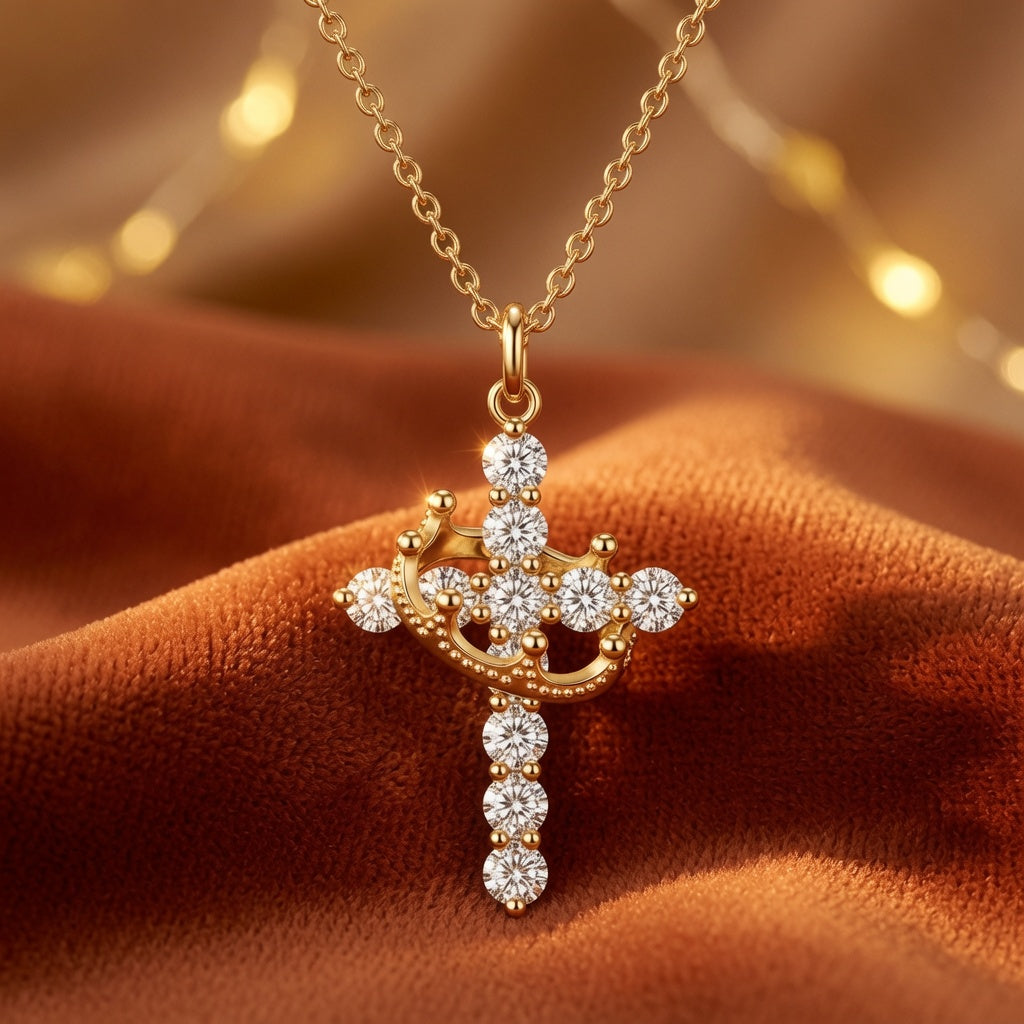 Crown Cross Pendant Necklace