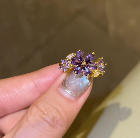 Purple Zircon Floral Ring