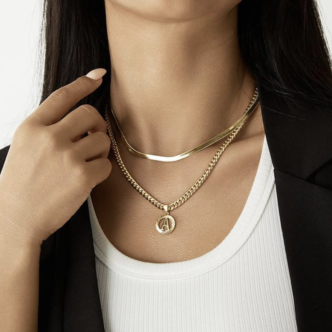 Vintage Initial Medallion Necklace