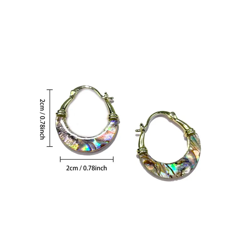 Abalone Shell Gold Hoop Earrings