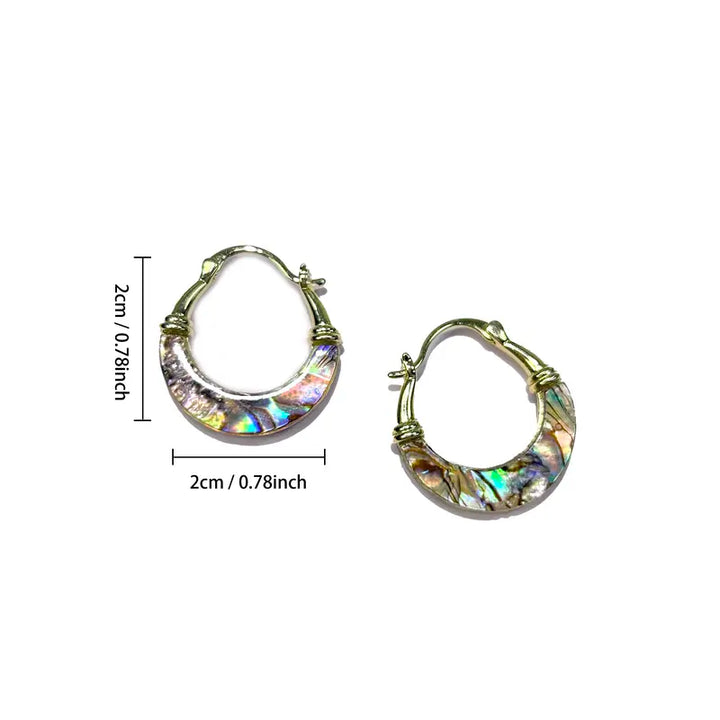 Abalone Shell Gold Hoop Earrings