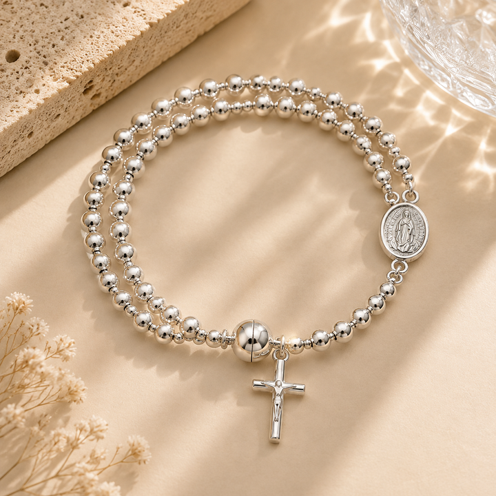 Cross Charm Beaded Bracelet