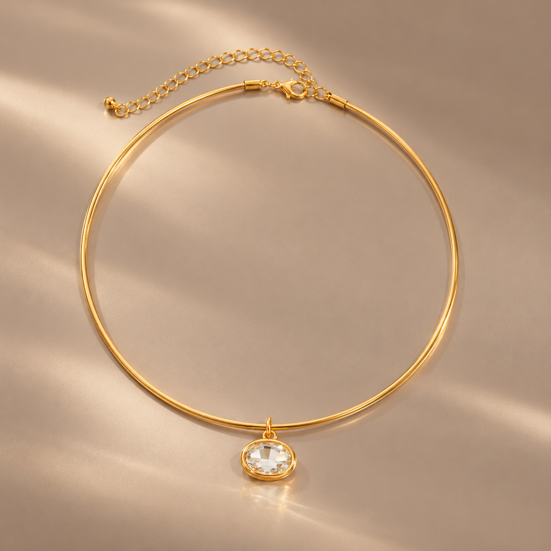 Oval Pendant Collar Necklace